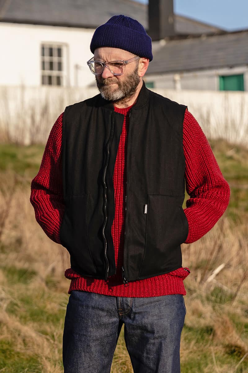 Quilted Selvedge Vest V1 / Double Black