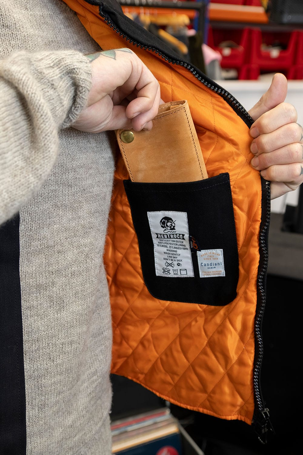 Quilted Selvedge Vest / Double Black with HD Wool