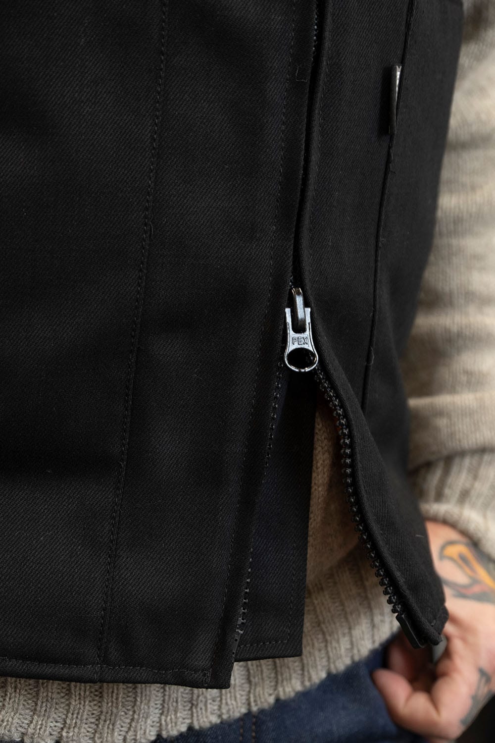 Quilted Selvedge Vest / Double Black with HD Wool