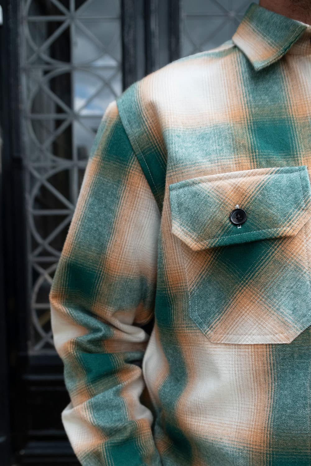 Flannel Overshirt / Green Orange