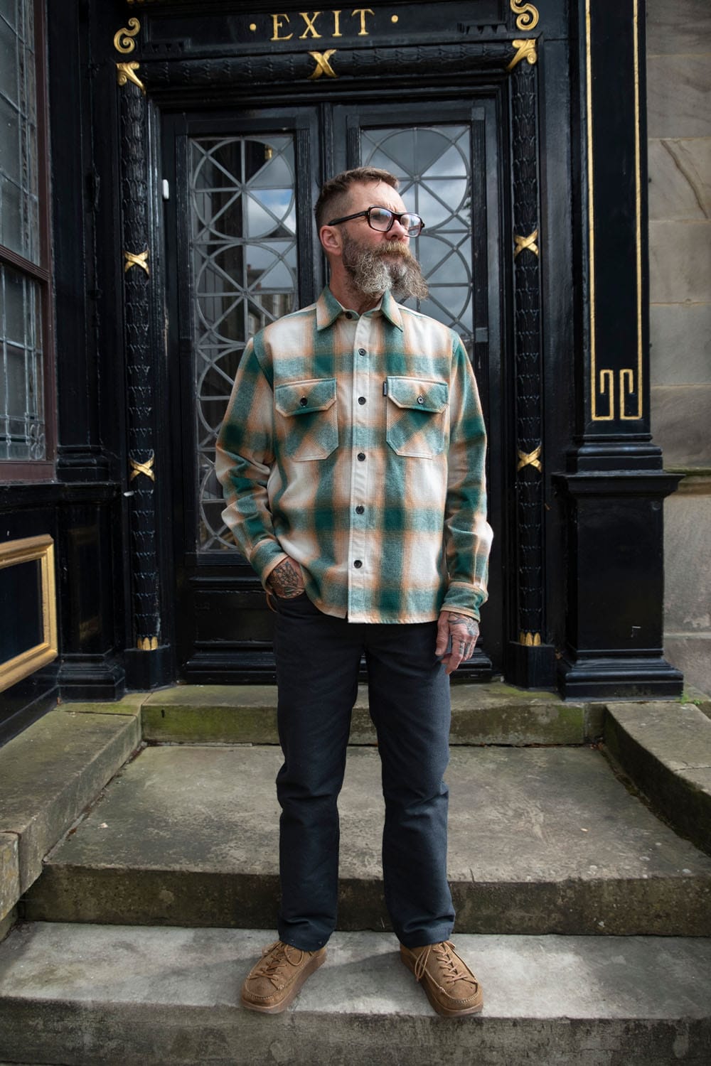 Flannel Overshirt / Green Orange
