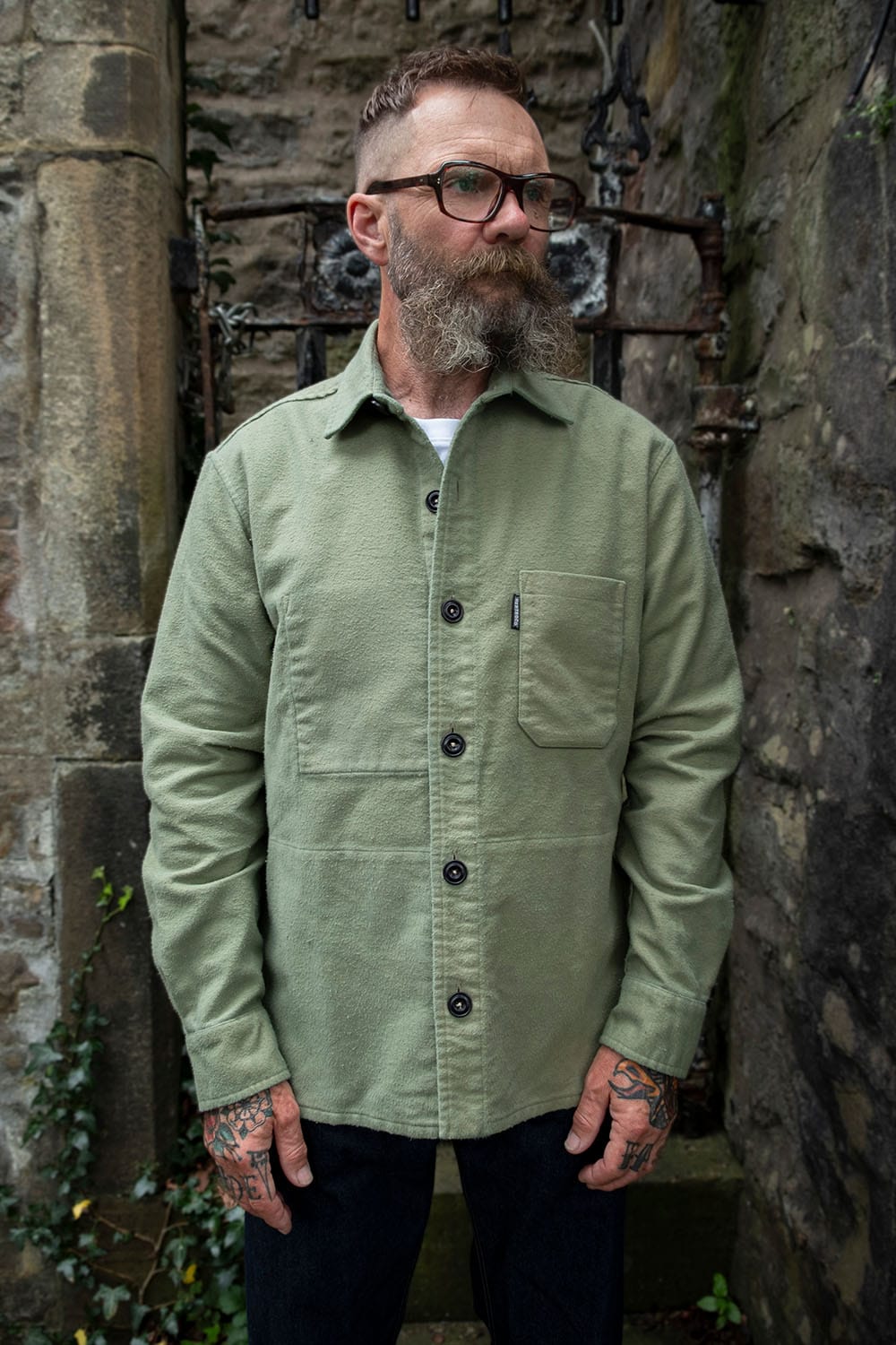 Moleskin Overshirt Reworked / Pistachio