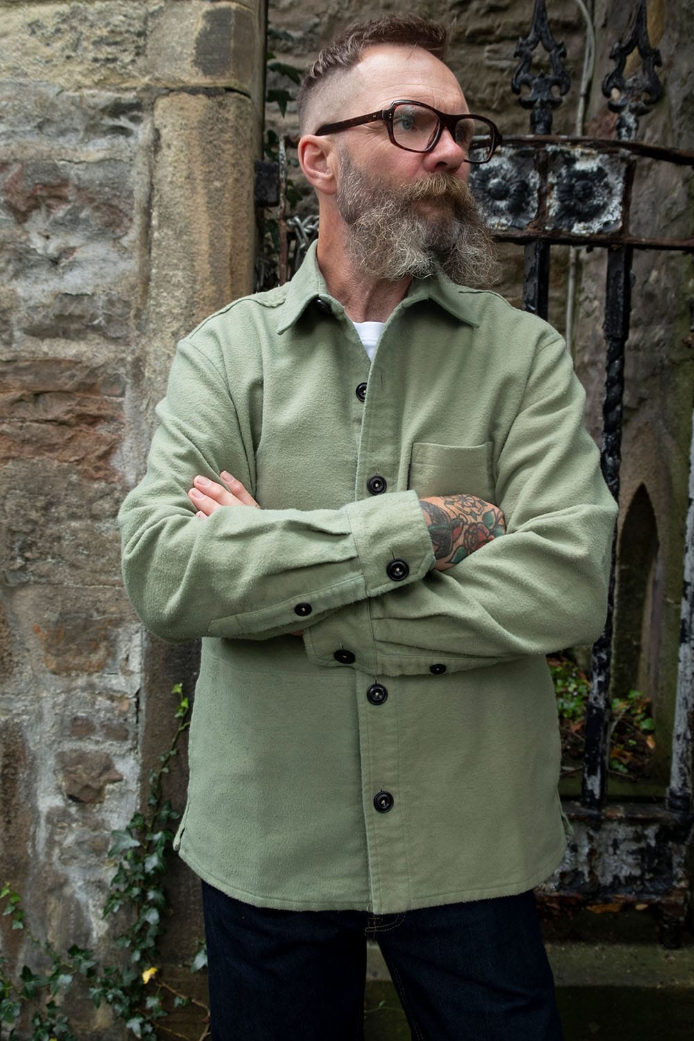 Moleskin Overshirt Reworked / Pistachio
