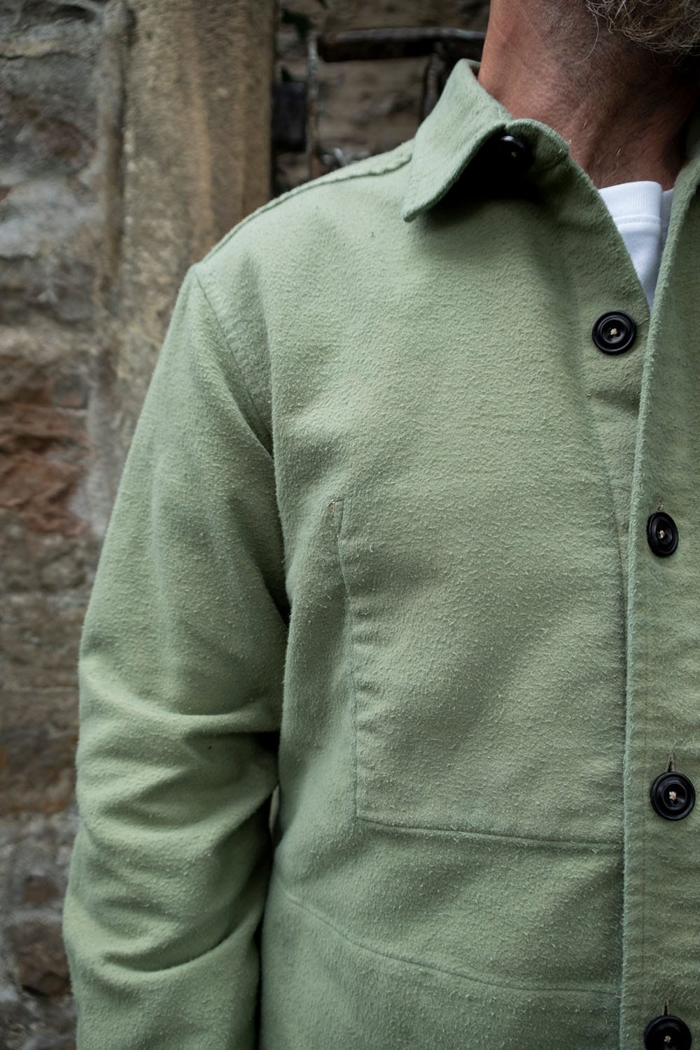 Moleskin Overshirt Reworked / Pistachio