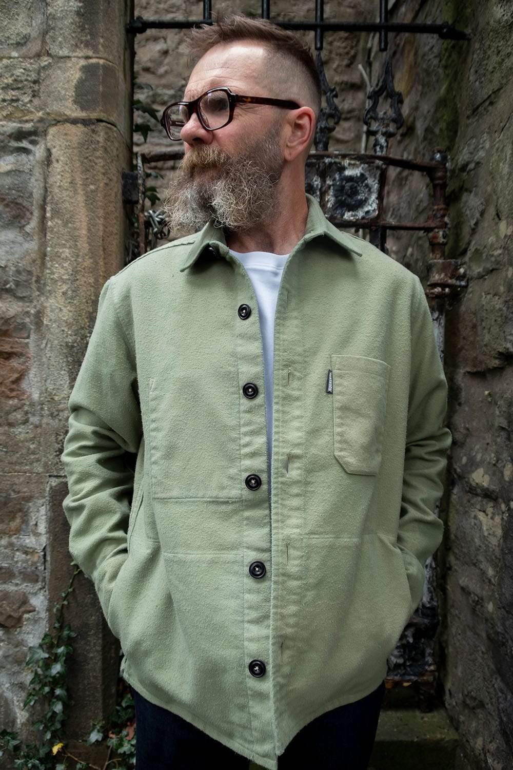 Moleskin Overshirt Reworked / Pistachio