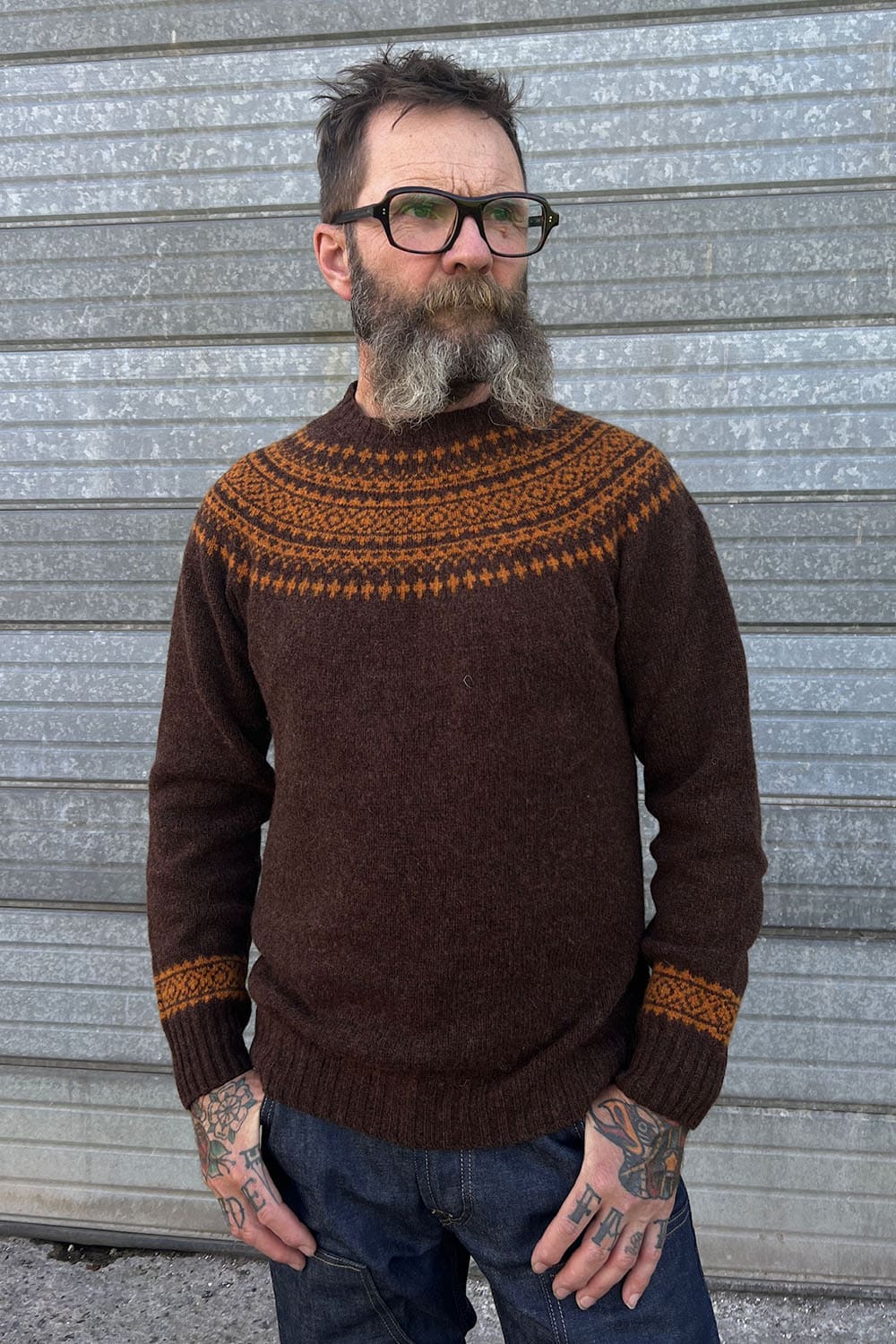 Nordic Fair Isle Jumper / Chocolate Orange