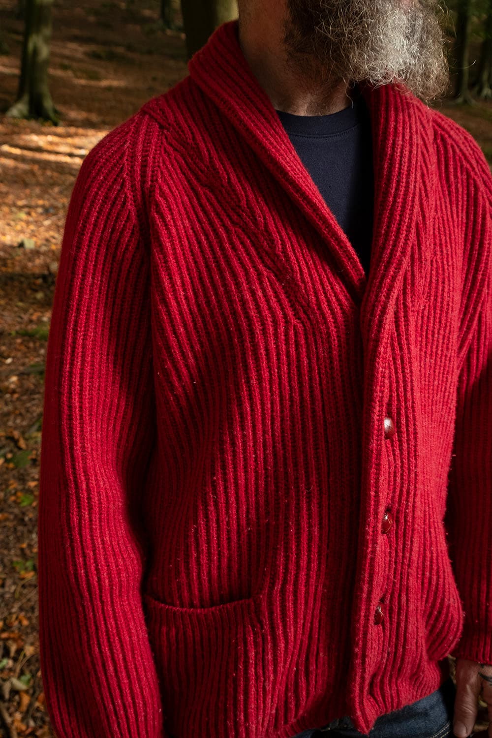 Shawl Collar Cardigan / Boozy Red
