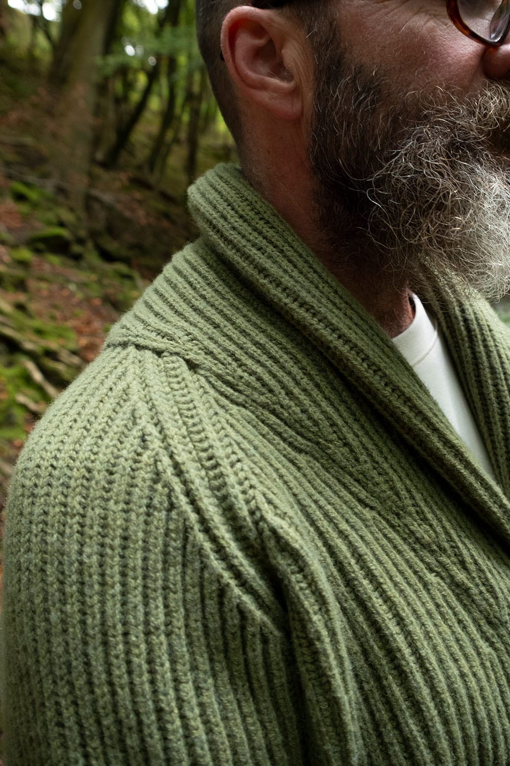 Shawl Collar Cardigan / Mossy Green