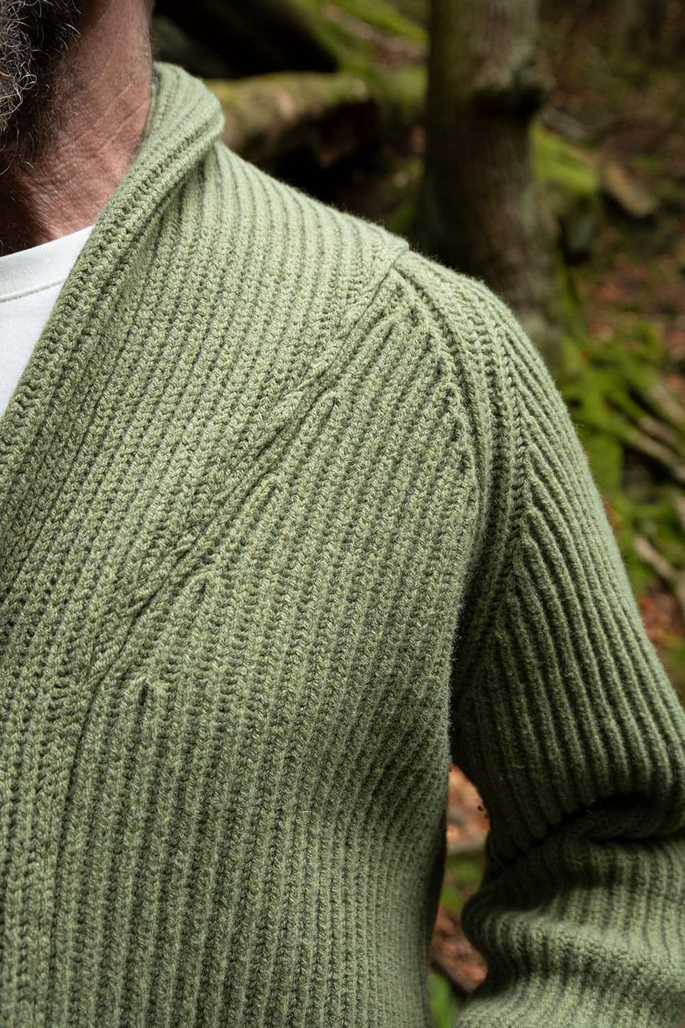 Shawl Collar Cardigan / Mossy Green