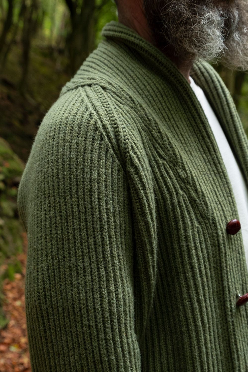 Shawl Collar Cardigan / Mossy Green
