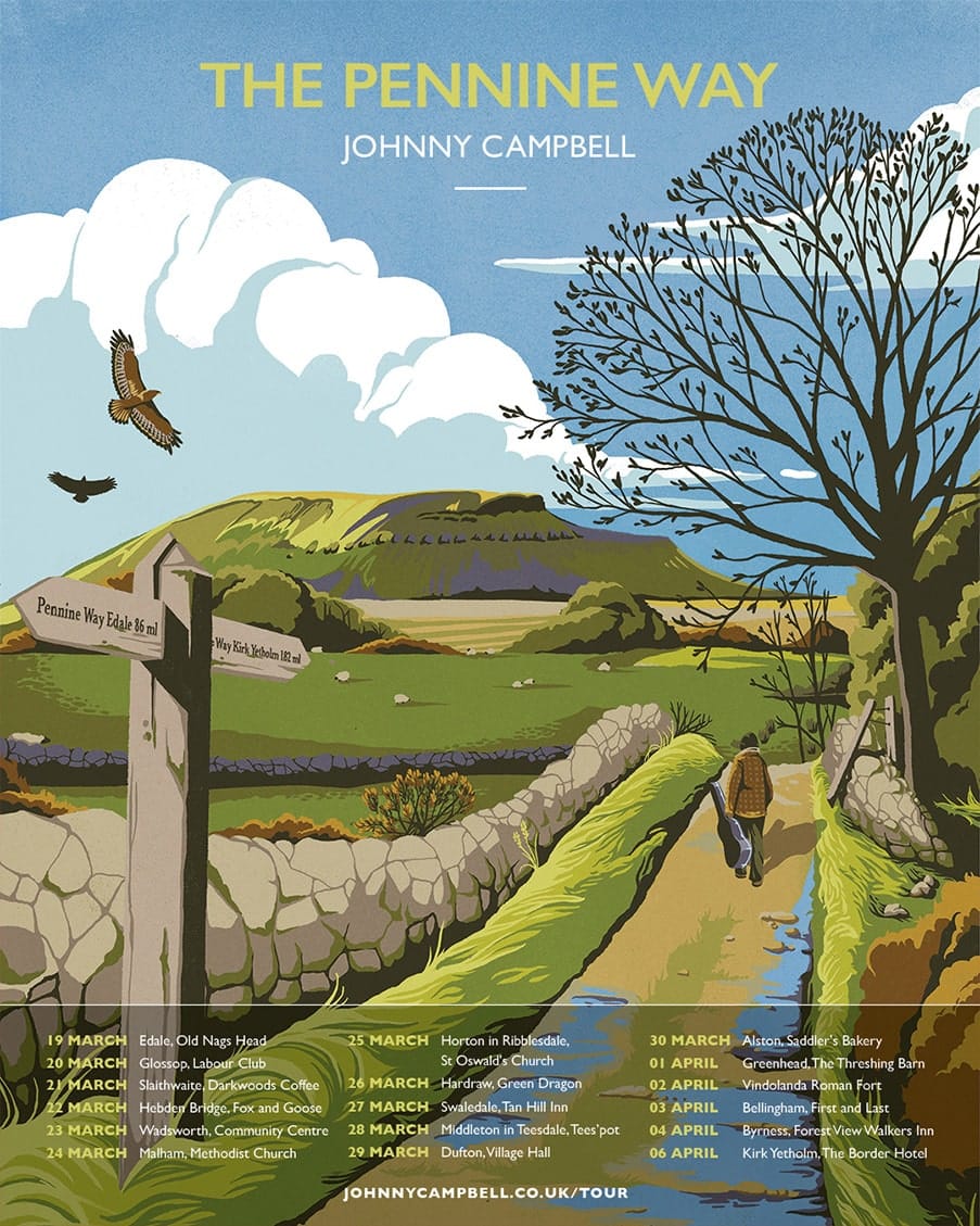 Johnny Campbell The Pennine Way tour poster