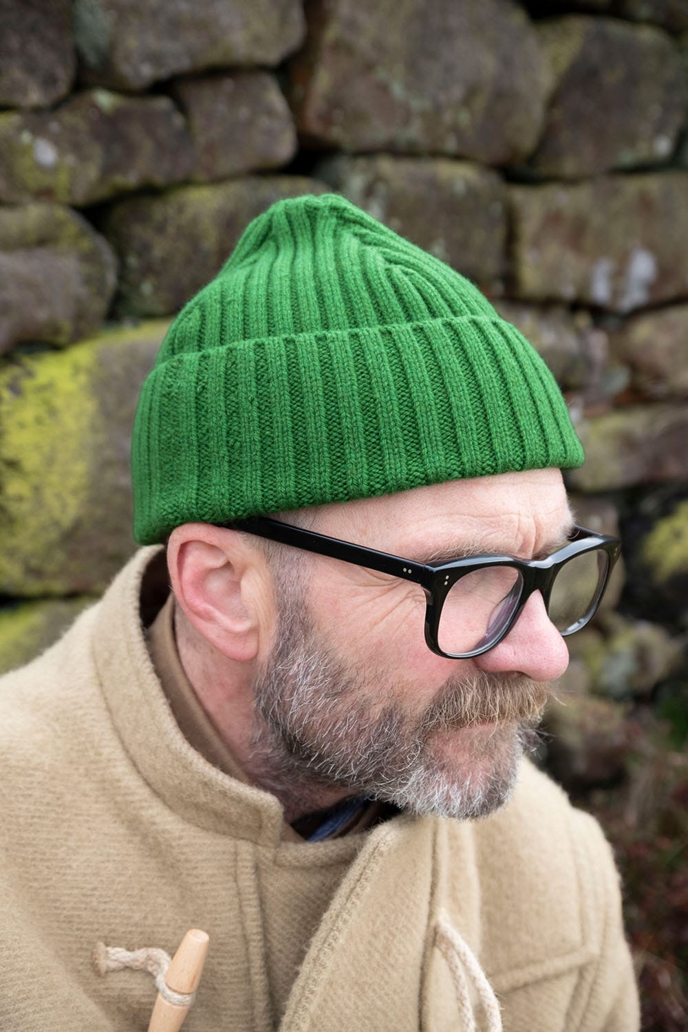 Rib Lambswool Beanie / Pea Green
